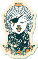 elf rogue character with natural twenty dice roll illustration png