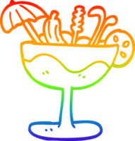 dibujo de línea de gradiente de arco iris cóctel tropical de dibujos animados png