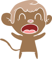 macaco de desenho animado de estilo de cor plana gritando png