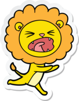 autocollant d'un lion courant de dessin animé png