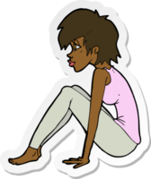 sticker of a cartoon woman sitting png