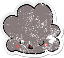 distressed sticker of a cartoon cloud png