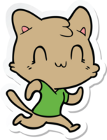 sticker of a cartoon happy cat running png