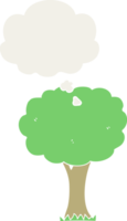 arbre de dessin animé et bulle de pensée dans un style rétro png