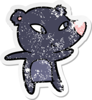 distressed sticker of a cute cartoon bear png