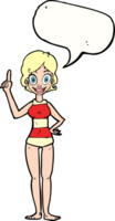 cartoon woman in striped swimsuit with speech bubble png