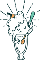 personaje de helado estilo tatuaje tradicional png