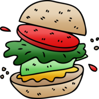 quirky gradient shaded cartoon veggie burger png