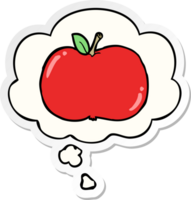 cartoon apple and thought bubble as a printed sticker png