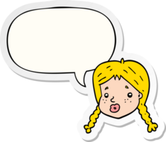 cartoon girls face and speech bubble sticker png