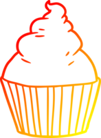 warm gradient line drawing cartoon cup cake png
