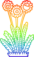 rainbow gradient line drawing cartoon happy flowers png