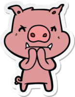 autocollant d'un cochon de dessin animé en colère png