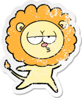 verontruste sticker van een cartoon verveelde leeuw png