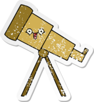 distressed sticker of a cute cartoon telescope png