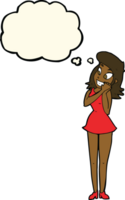 cartoon excited woman with thought bubble png