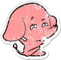 distressed sticker of a cartoon elephant remembering png