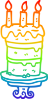 desenho de linha de gradiente de arco-íris bolo de chocolate dos desenhos animados png