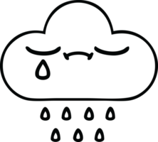 nube de lluvia de tormenta de dibujos animados de dibujo lineal png