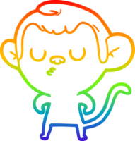 rainbow gradient line drawing cartoon monkey png