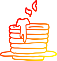 warm gradient line drawing cartoon stack of pancakes png