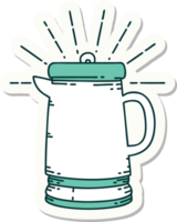 autocollant de cafetière de style tatouage png