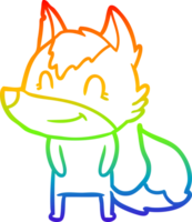 arco iris gradiente línea dibujo amistoso dibujos animados lobo png