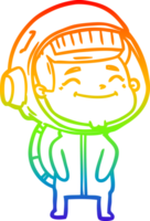 rainbow gradient line drawing happy cartoon astronaut png