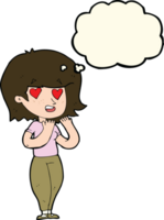 cartoon woman in love with thought bubble png