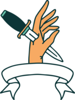 tattoo with banner of a dagger in the hand png