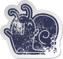 distressed old sticker kawaii happy cute snail png