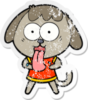 distressed sticker of a cute cartoon dog png