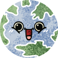 retro illustration style cartoon planet earth png