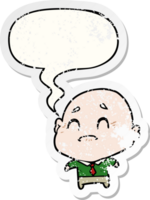 cartoon old man and speech bubble distressed sticker png