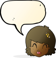 cartoon happy female face with speech bubble png