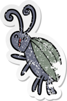 distressed sticker of a cartoon happy beetle png