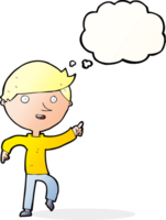 cartoon happy pointing with thought bubble png