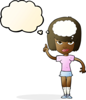 cartoon woman with idea with thought bubble png