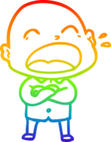 rainbow gradient line drawing cartoon shouting bald man png