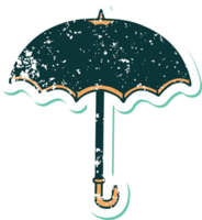 distressed sticker tattoo style icon of an umbrella png