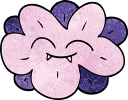 cartoon doodle flower with fangs png