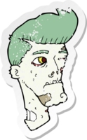 retro distressed sticker of a cartoon zombie png