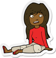 sticker of a cartoon girl sitting on floor png