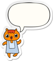 gato de desenho animado e adesivo de bolha de fala png