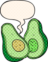 cartoon avocado and speech bubble in comic book style png