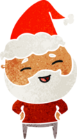 dessin animé rétro d'un homme barbu heureux portant un bonnet de noel png