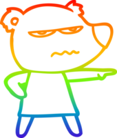 arco iris gradiente línea dibujo dibujos animados enojado oso polar niña señalando png