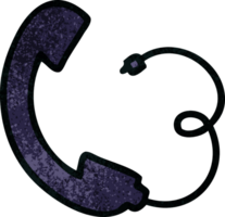 retro grunge texture cartoon telephone handset png