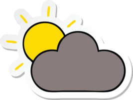 sticker of a cute cartoon sun and storm cloud png