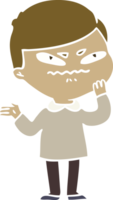 homem bravo dos desenhos animados de estilo de cor plana png